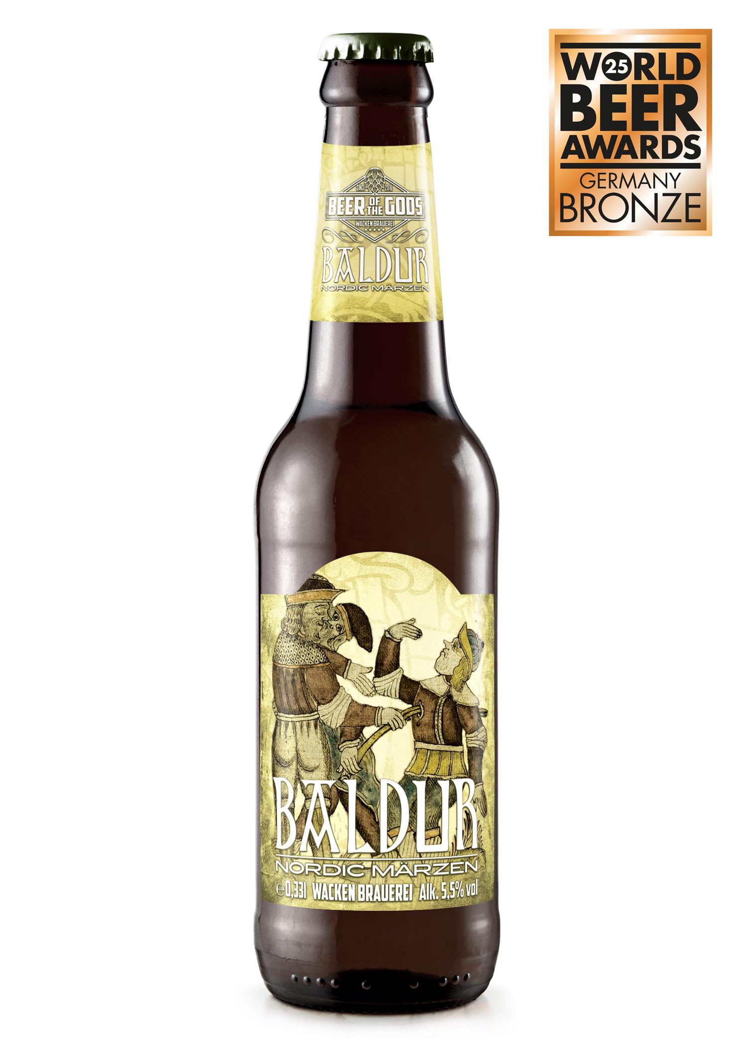 Wacken Brauerei Baldur - Pack de cervezas caseras - 20 botellas de 0,33 l de cerveza negra nórdica - La cerveza de los dioses - Tradicional de celebraciones vikingas