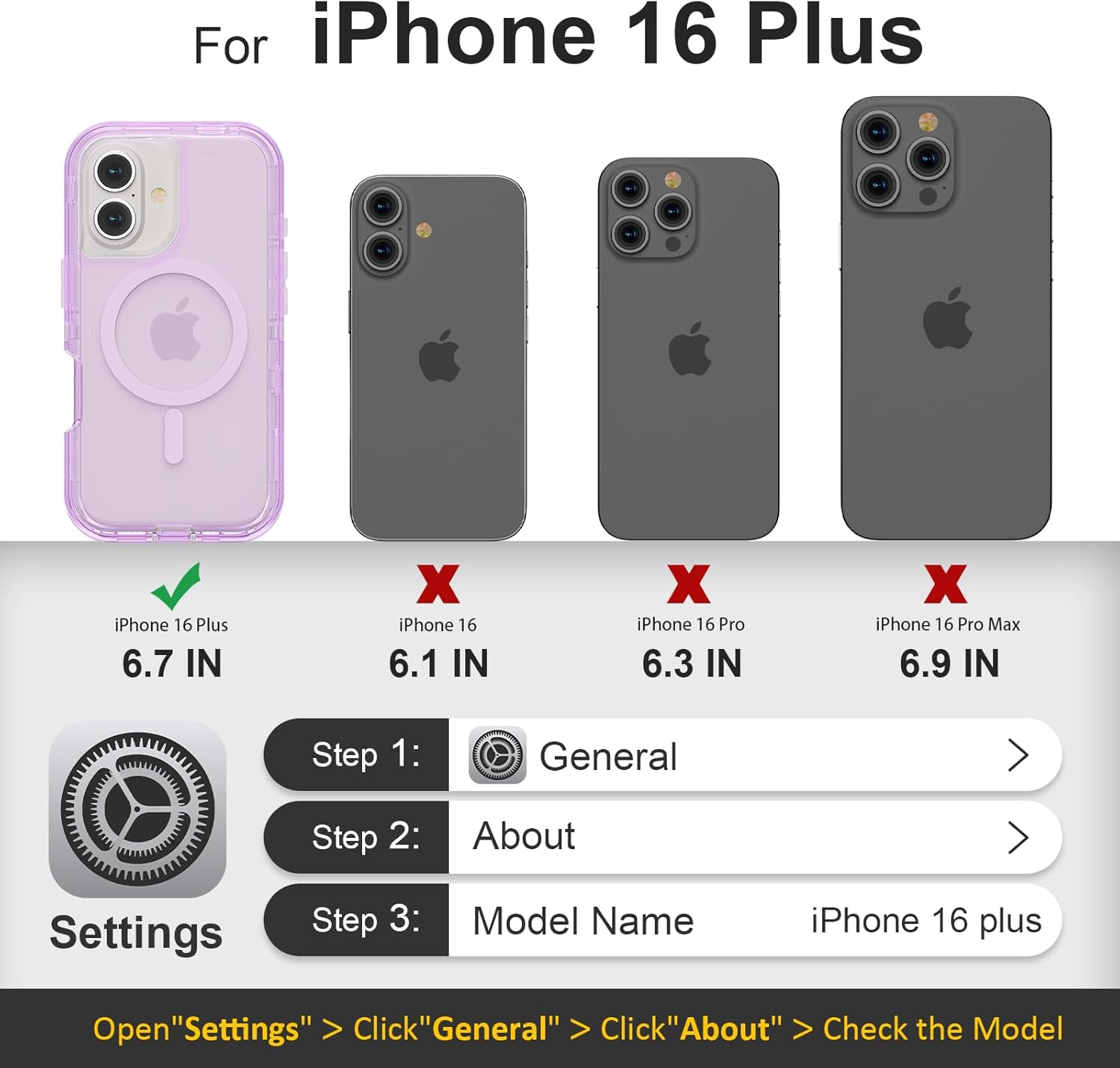 for iPhone 16 Plus Case, Compatible with MagSafe, Heavy Duty Shockproof Protection Phone Cases, Anti-Drop, Dual Layer Transparent Magnetic Phone Case for iPhone 16 Plus, 6.7'', Purple - Image 2