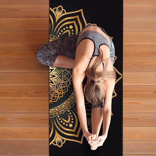 Miniatura 7 de Colorful Star Toalla de yoga con bolsillos en las esquinas, puntos de agarre antideslizantes, absorbentes del sudor, toallas de yoga suaves con