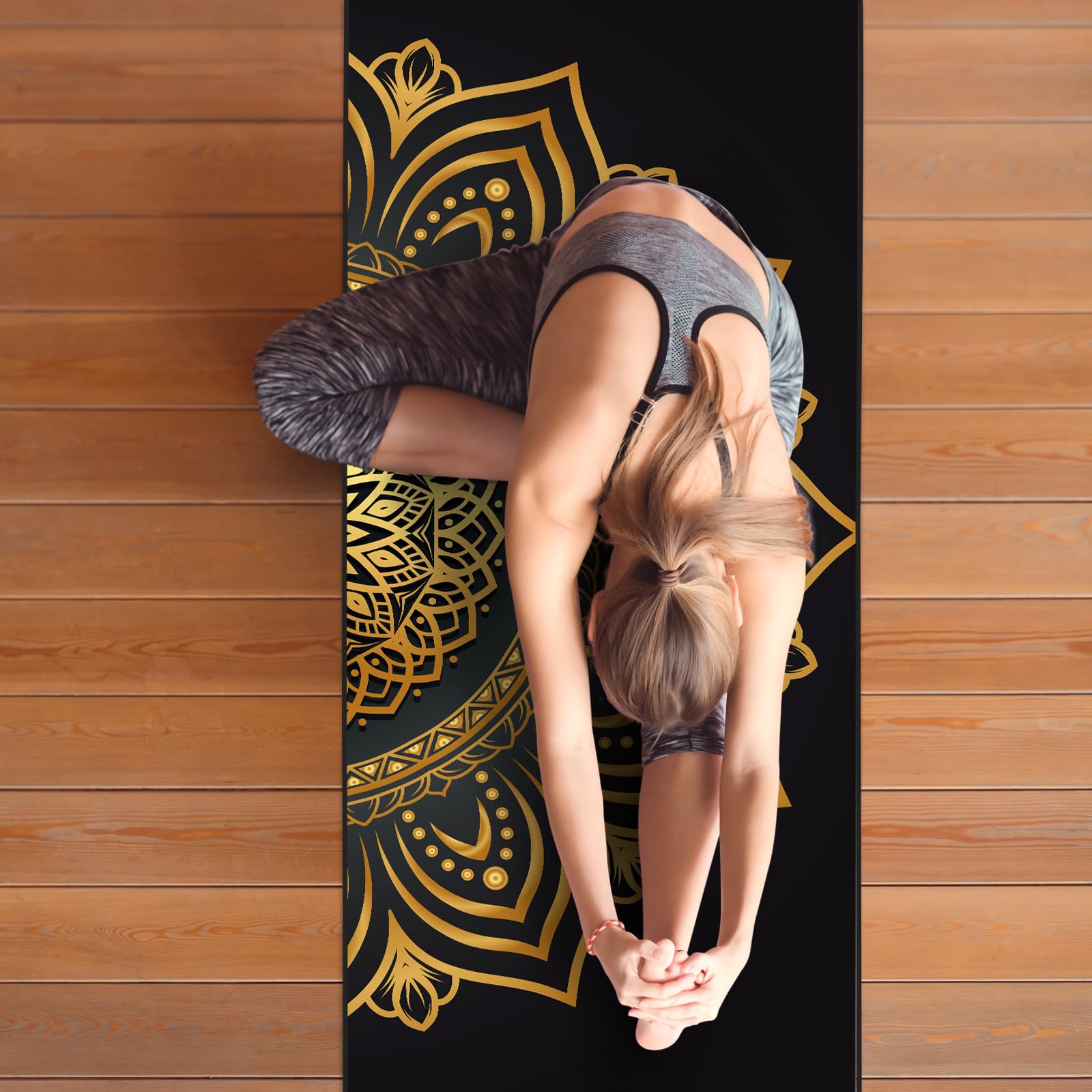 Colorful Star Toalla de yoga grande con bolsillos en las esquinas, antideslizante con puntos de agarre absorbente de sudor, toallas de yoga calientes con bolsa de viaje, funda de alfombrilla para