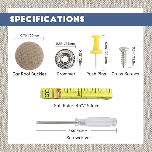 Miniatura 9 de 60 piezas de botón de reparación del techo del techo del automóvil, remaches a presión de techo con herramienta de instalación para fijar la hebilla