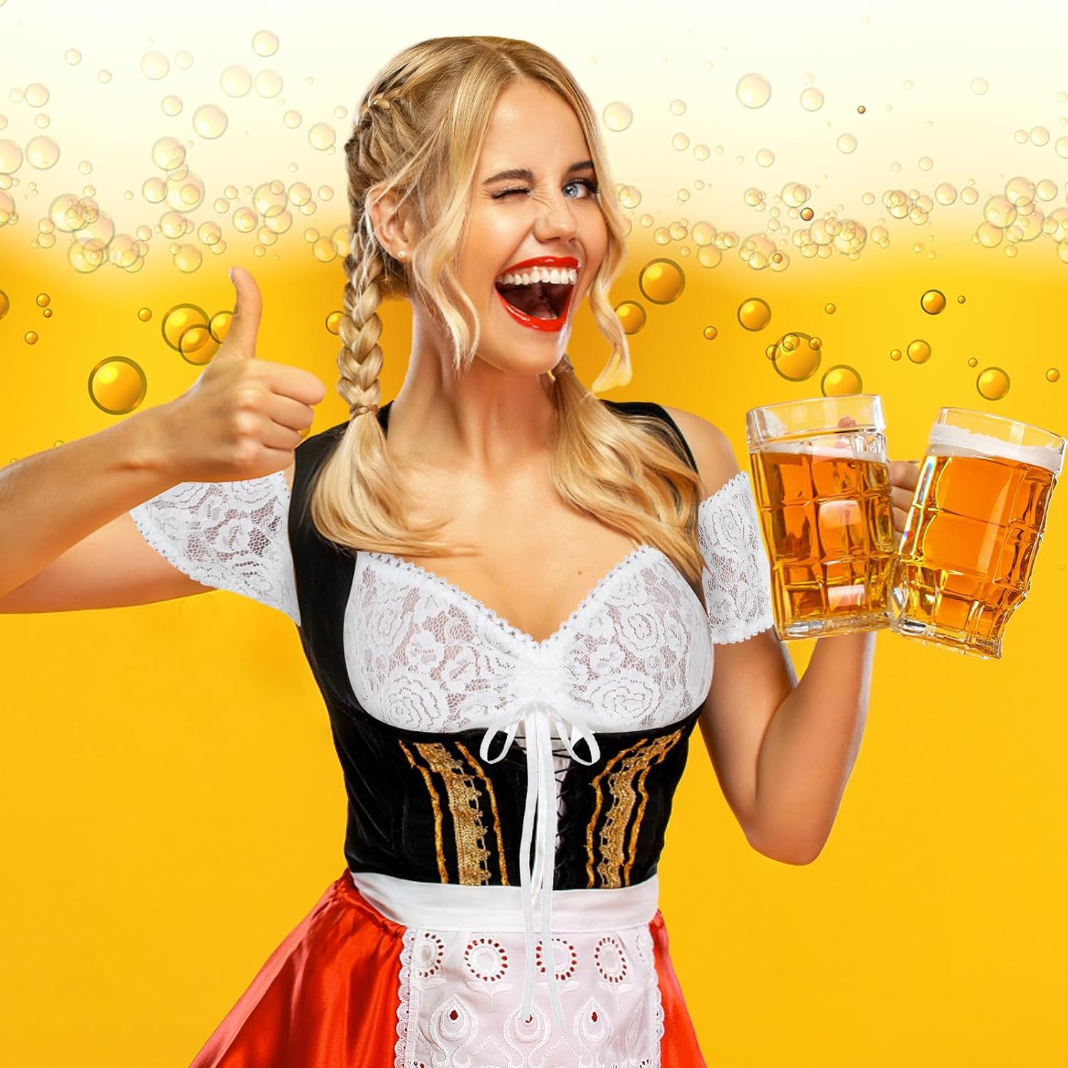 2 Pcs Women Oktoberfest Dirndl Blouse German Dirndl Blouse Beer Crop Top for Bavarian Traditional Costume