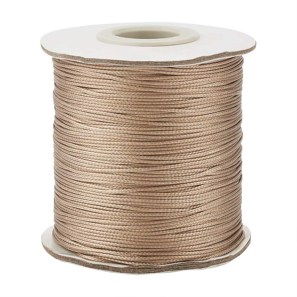 185 Yards/Roll 0.5mm Waxed Polyester Cord Beading Braided Thread Macrame Crafting String Rope for DIY Bracelet Necklace Jewelry Making Burlywood
