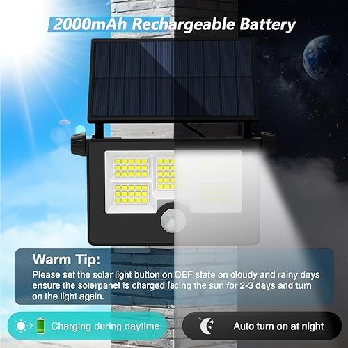 Miniatura 3 de Luces solares de pared para exteriores, impermeables, con sensor de movimiento, rotación de 180, 4 modos de iluminación, alimentadas por energía