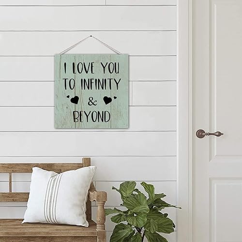 Miniatura 7 de Placa motivacional de madera para colgar en la pared con diseño de estilo clásico para colgar en la pared con texto en inglés I Love You to Infinity