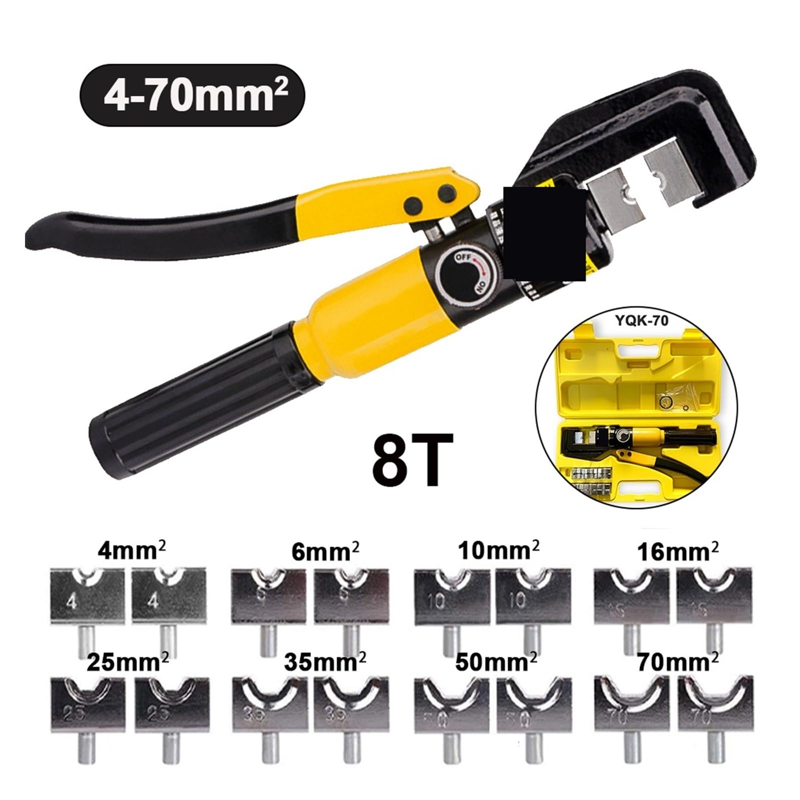 4-70mm² hydrauliczne szczypce do zaciskania ciśnienie 8T domowe narzędzia hydrauliczne szczypce hydrauliczne DIY szczypce do zaciskania końcówek kablowych(YQK-70-A)