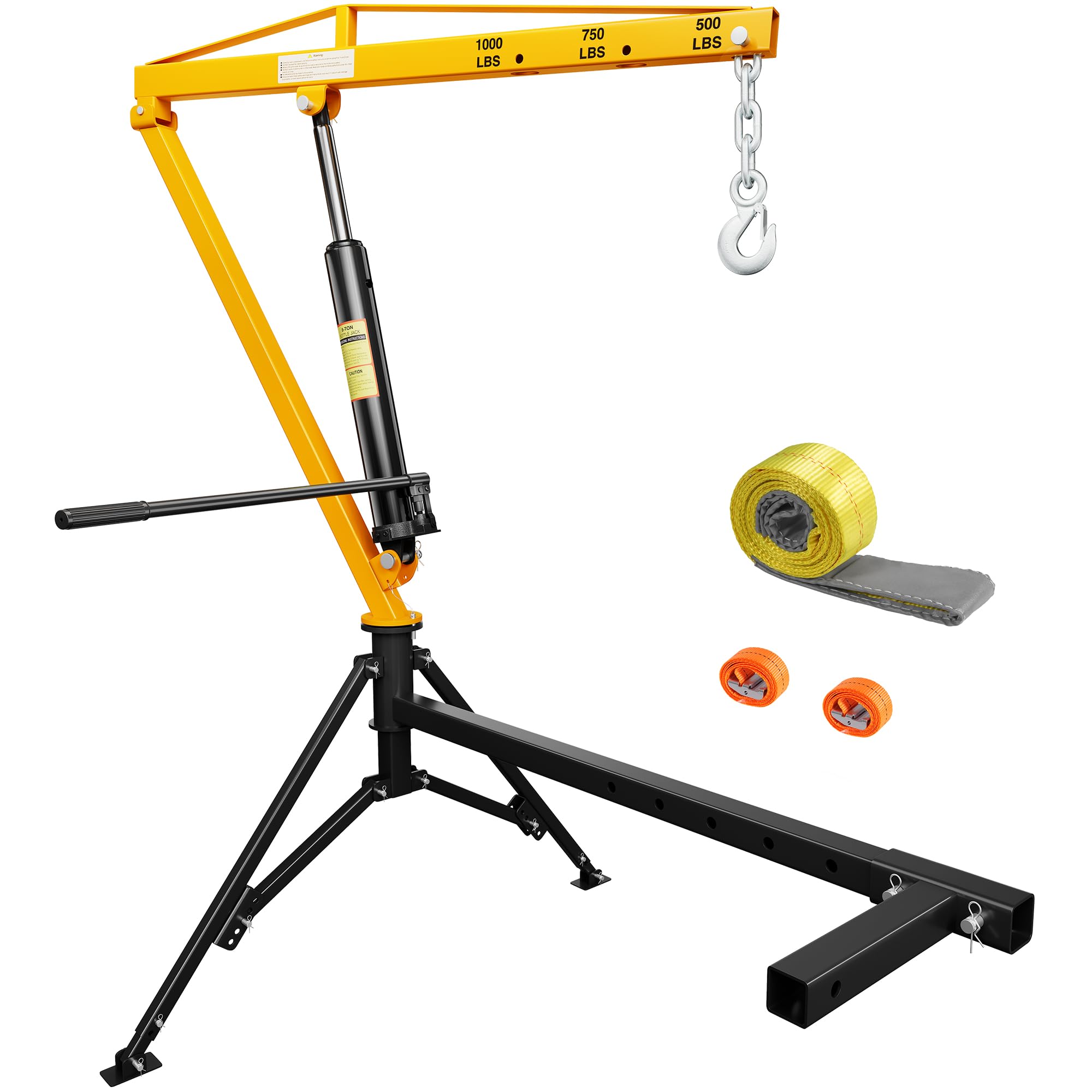CAMMOO Truck Crane, 1000 lb Receiver Hitch Hydraulic 360 Swivel, Yellow