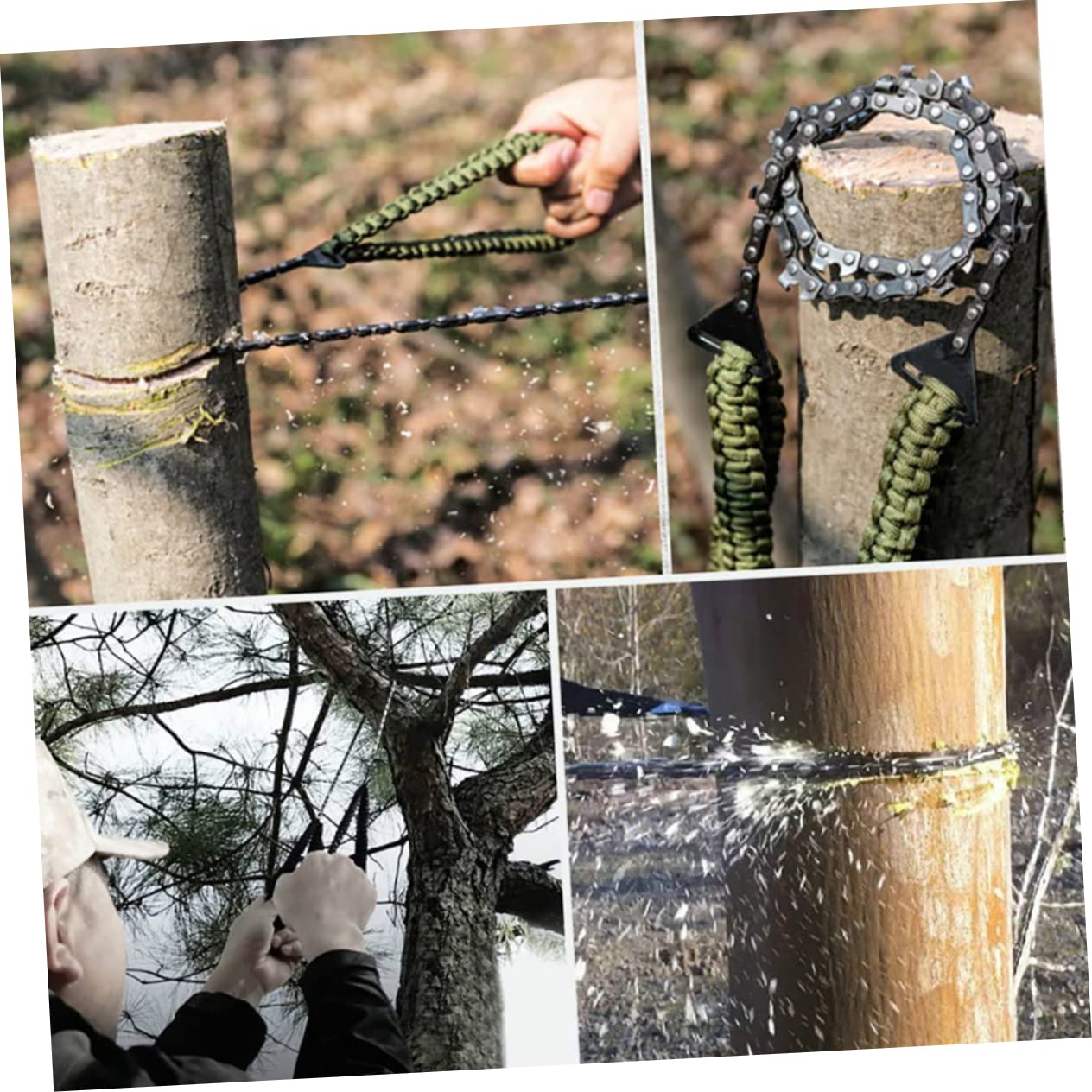 HANABASS Survival Essential Portable Cutting Tool Green Pocket Sawing Rope Chain for Outdoor