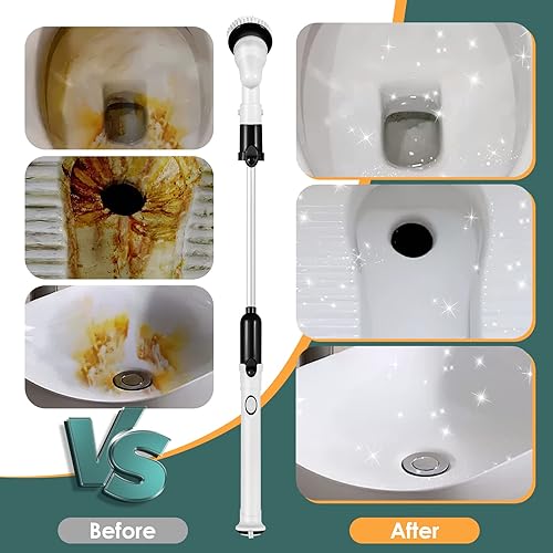 Miniatura 5 de GOFOIT - Limpiador eléctrico giratorio de ducha, inalámbrico para limpiar baño, azulejos, pisos, bañera y cepillo de limpieza eléctrico con mango de