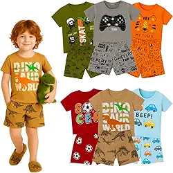 Kit 6 Peças Pijama Infantil Menino Verão Para Dormir 3 Blusas + 3 Shorts 100% Algodão Leve E Confortável Carters