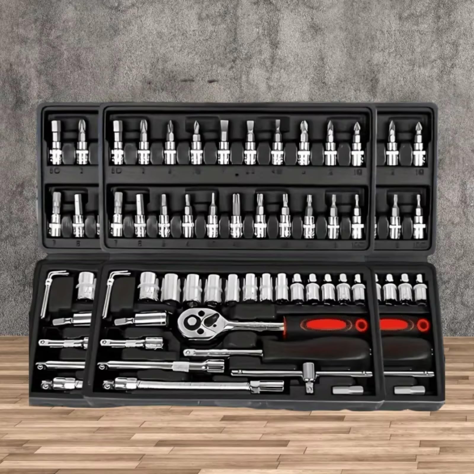 Set attrezzi da officina 46pcs Kit Di Strumenti Di Riparazione Auto Chiave A Cricchetto Cassetta Degli Attrezzi Per Macchinisti E Appassionati Strumenti Di Riparazione Utensili Manuali