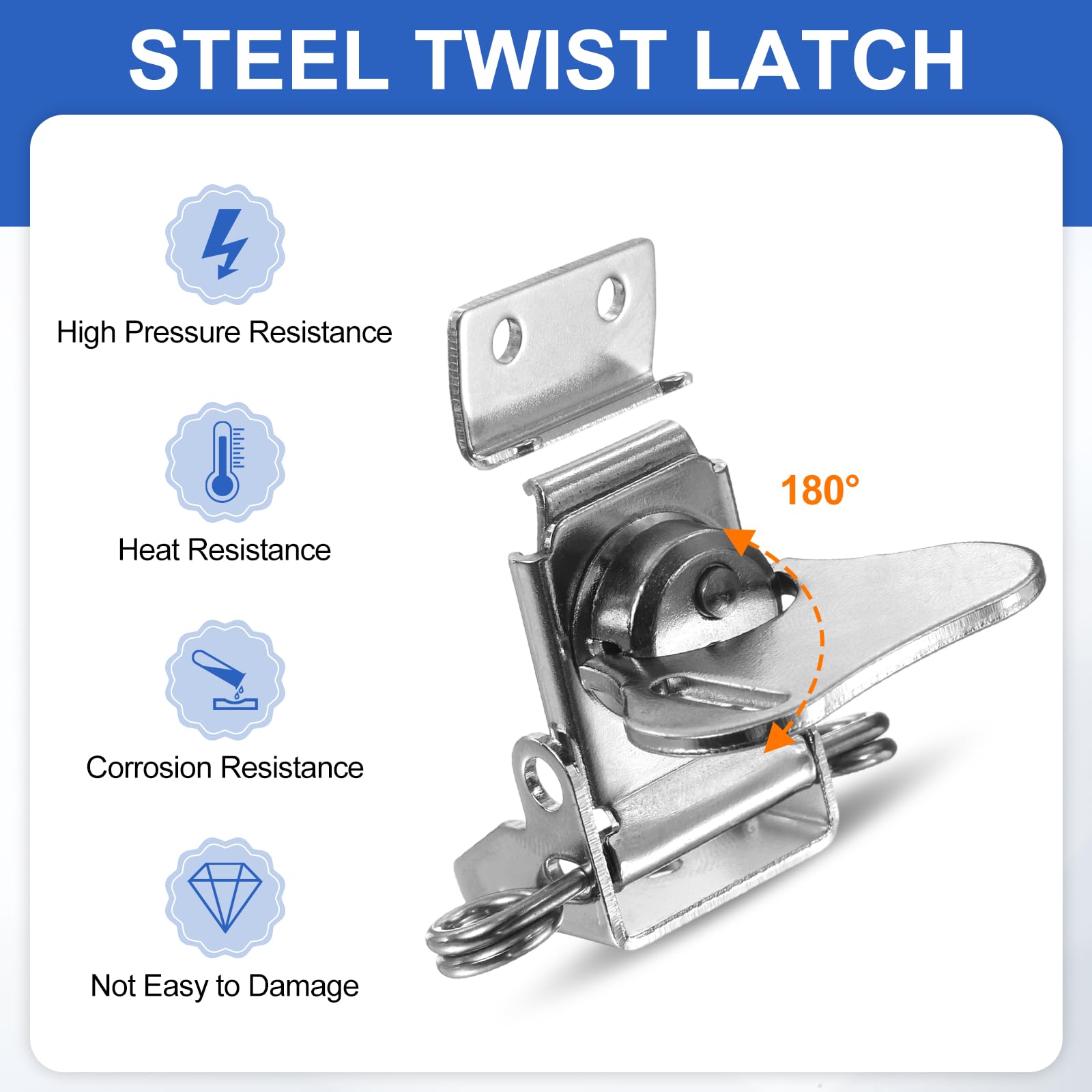 PATIKIL 2.17x2.05" Spring Loaded Butterfly Twist Latch - Image 4
