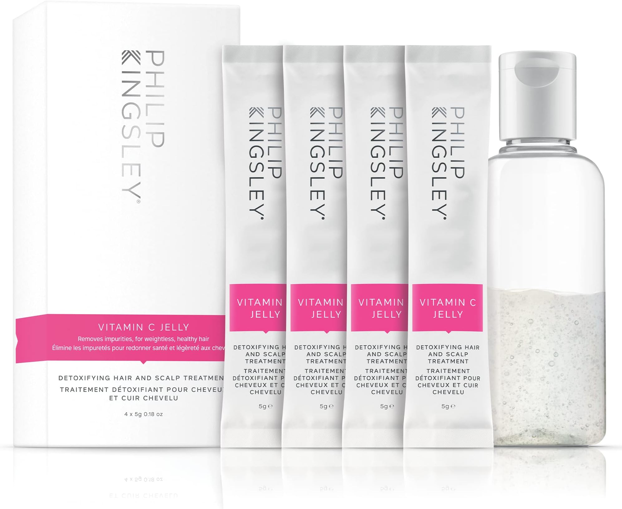 Vitamin C Jelly Hair Mask and Scalp Treatment for Build-Up Removal, Cleansing, Clarifying, Achieve Shiny, Radiant Hair in Minutes, 4 x 5g