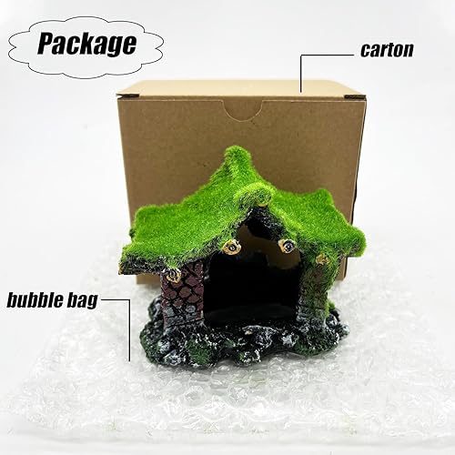 Vista 14 de Tfwadmx Decoración de acuario para casa de resina hueca Betta escondite de peces para escondite de peces, accesorios de terrario, adorno de cueva