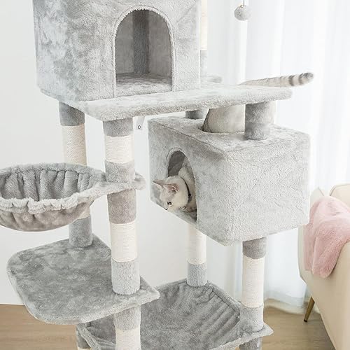 Miniatura 5 de Kilodor Árbol alto para gatos, torre para gatos de 75 pulgadas, condominio de varios niveles con hamacas grandes, postes rascadores, perchas de