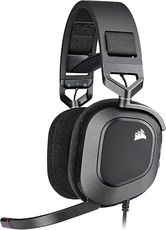CORSAIR iCUE HS80 RGB USB Corsair Premium Auriculares para juegos, 24 bits/96 kHz con conexión USB Dolby Audio 7.1/micrófono omnidireccional, almohadillas de espuma viscoelástica de aluminio - Carbono - CA-9011237-AP