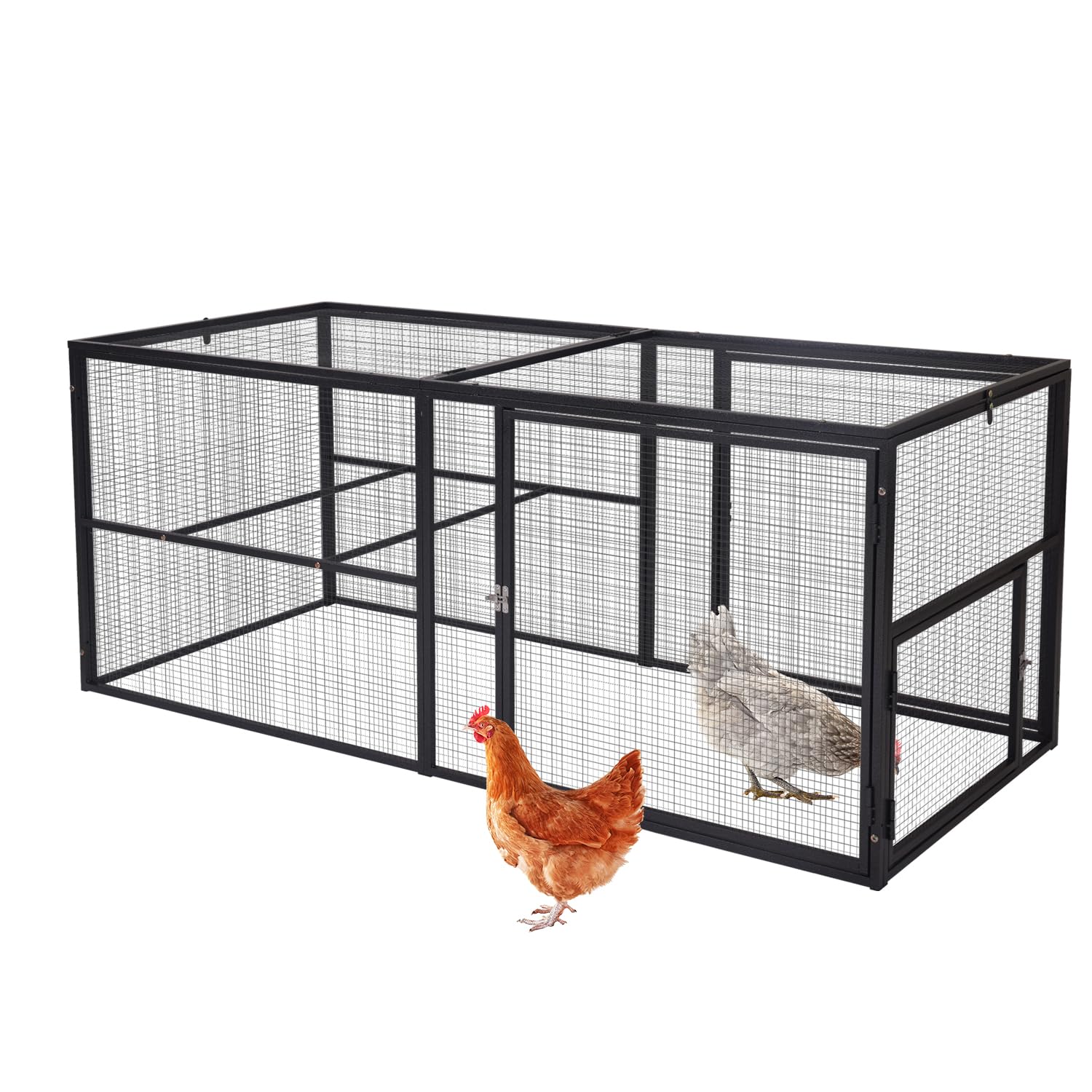 Suumerpety Heavy-Duty Metal Chicken Coop Run Extension - 14.3 sq ft Lockable Outdoor Playpen for Chickens, Ducks, Rabbits | Predator-Proof Design,