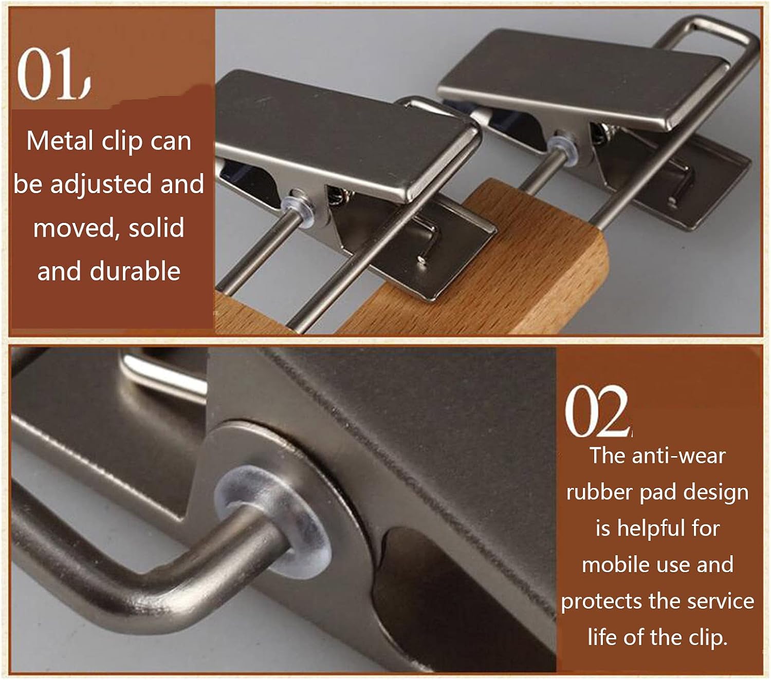 Pants Hangers Trouser Hangers Pants Hangers Skirt Hangers with Adjustable Clips,Multi Functional Pants Rack Non-Slip Pants Hangers,for Family Hotel Clothing STO,Wood Color-30 Pack