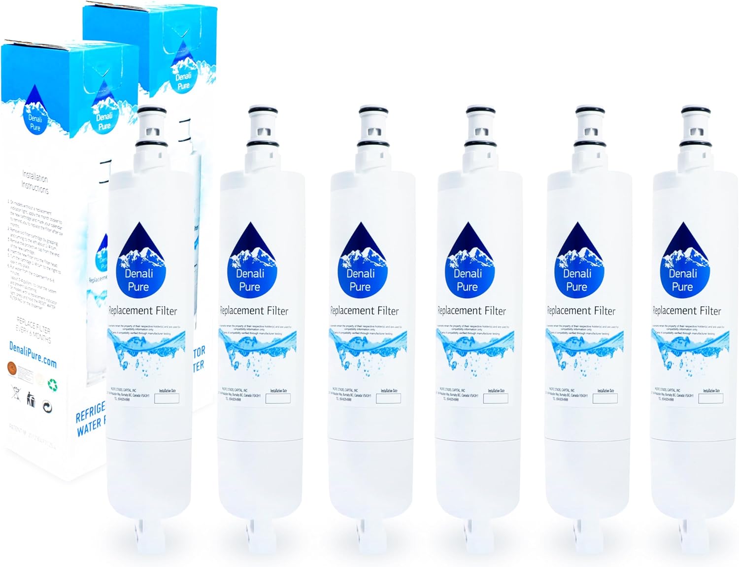 6-Pack Replacement for KitchenAid KSRA25CNBL00 Refrigerator Water Filter - Compatible with KitchenAid 4396508, 4396509, 4396510 Fridge Water Filter Cartridge