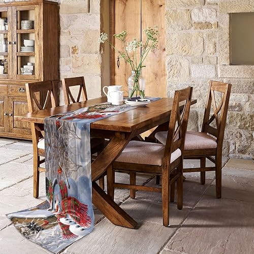 Miniatura 3 de Double Love Winter Christmas Chiffon Table Runner 55 Inches Long, Voile Sheer Tulle Runner for Rustic Wedding Reception Bridal Shower Decorations