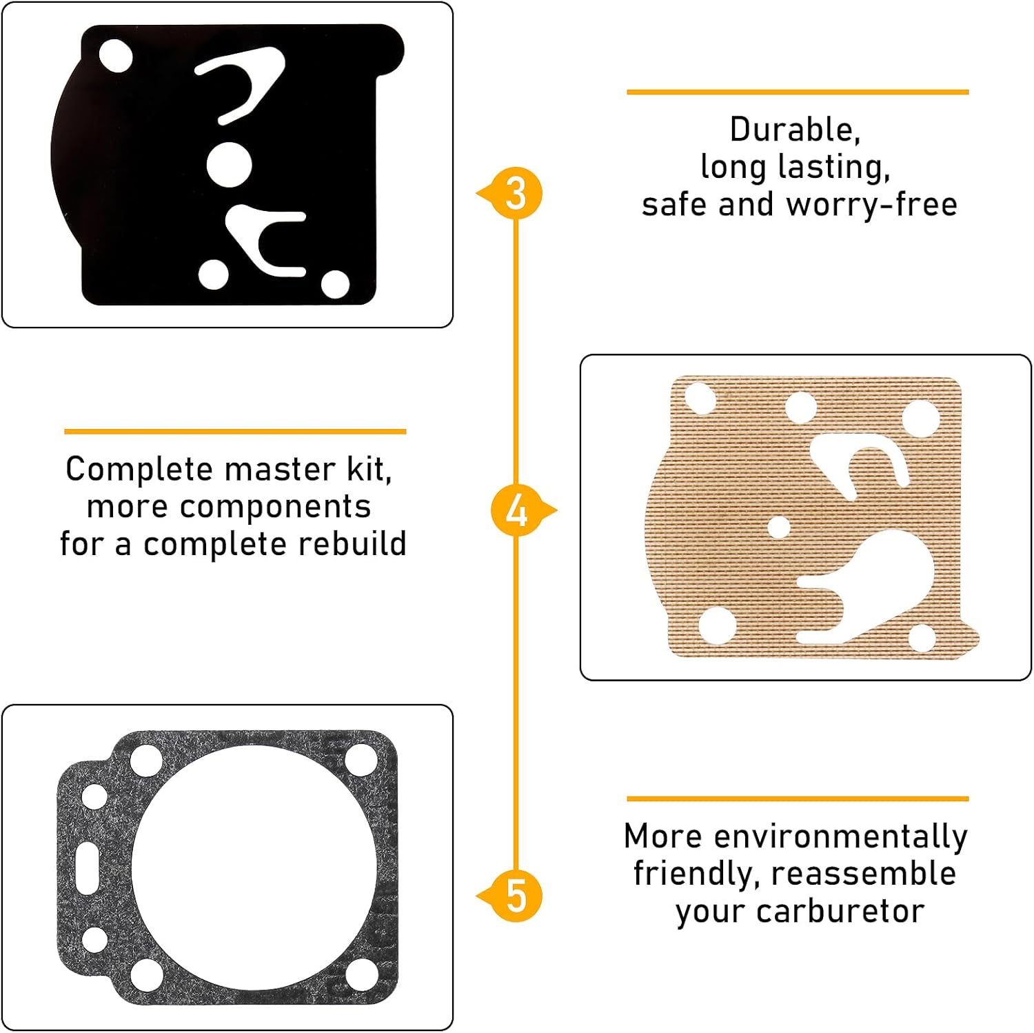 K20-WAT Carburetor Rebuild Kit Compatible with Homelite Jonsered McCulloch 35 40 46 Sachs-Dolmar 100 102 109 110 111 115 340 400 BC330 String Trimmer Blower Chainsaw Pack for 10