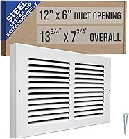 Handua Steel Baseboard Return Air Grille for 12x6 Duct - Durable White Vent Cover with 7/8" Margin Turnback, 13.75"W x 7.75"H