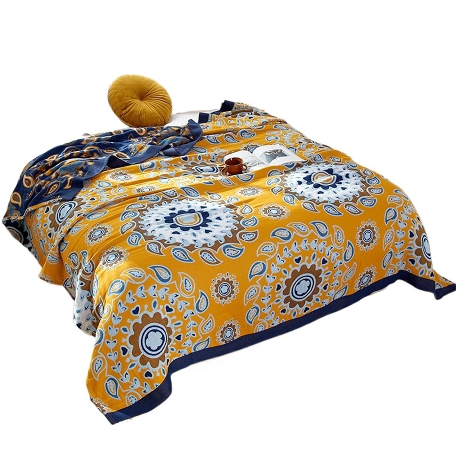 HKSDKABOP Muslin Throw Blanket Multicolor Multiple Sizes(Color6,150x200cm)