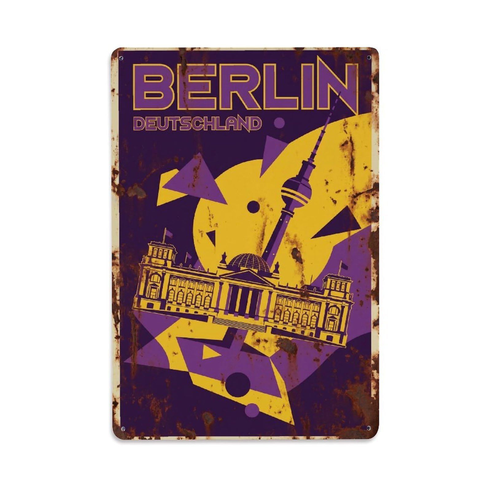 Gead 8X12inch Style Vintage Travel Berlin Germany Landmark Metal Tin Sign