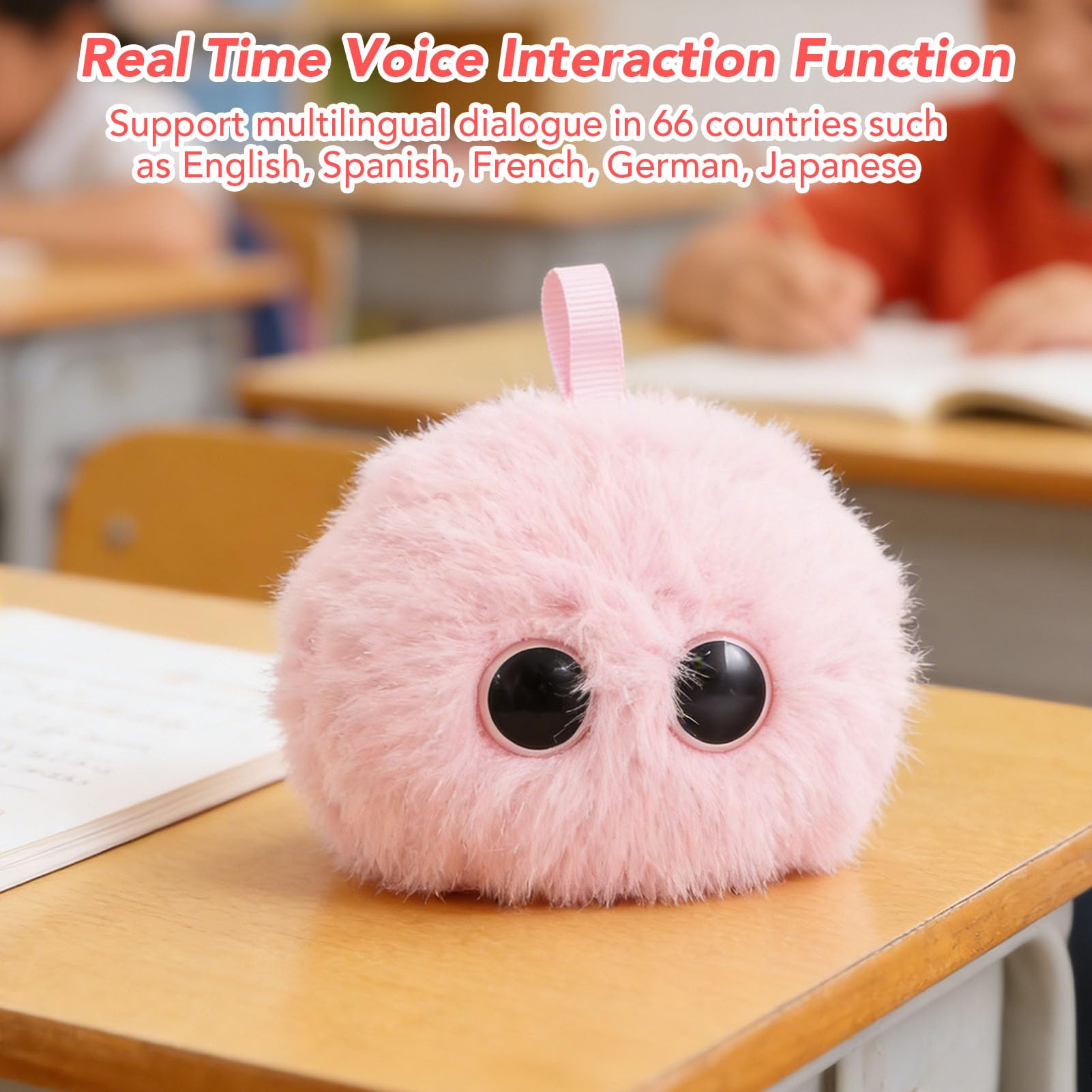 Luocute Peluche Inteligente con IA, Robot Interactivo con Interacción de Voz en Tiempo Real y Diálogo Multilingüe, Adaptación Emocional y Tecnología de Clonación de Voz, con Control móvil. (Rosado