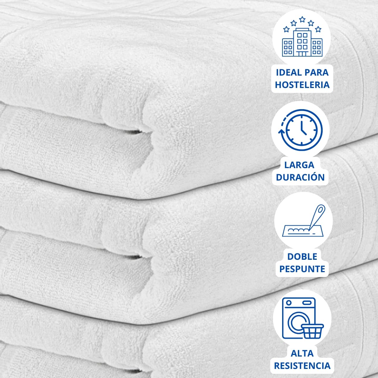 DECASATEXTIL Pack de 4 Alfombras Baño 50x70 cm - 100% Algodón Suave y Absorbente - 500GSM - 100% Algodón Suave y Absorbente - Tapete Ducha Blanco Estilo Toalla - Alfombrilla Baño