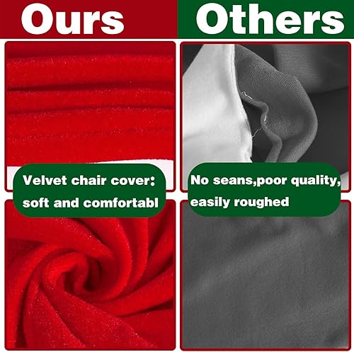 Miniatura 6 de Juego de 4 fundas para sillas de comedor con sombrero rojo, fundas para el respaldo de sillas de comedor con sombrero de Papá Noel, para decoración