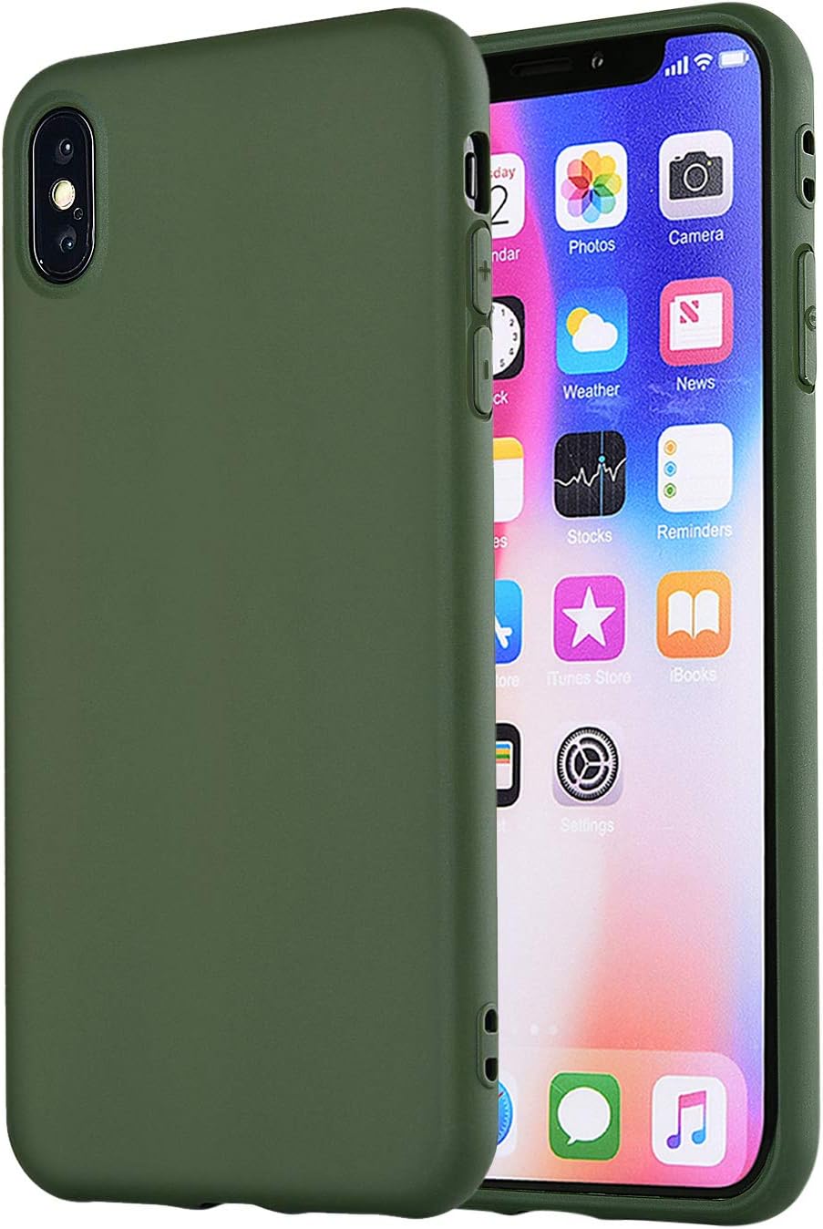 MANLENO Compatible iPhone Xs Max Case,iPhone Xs Plus Case Slim Fit Full Matte Skin Case Soft Flexible TPU Cover Case for iPhone Xs Max 6.5 inch (Hunter Green)