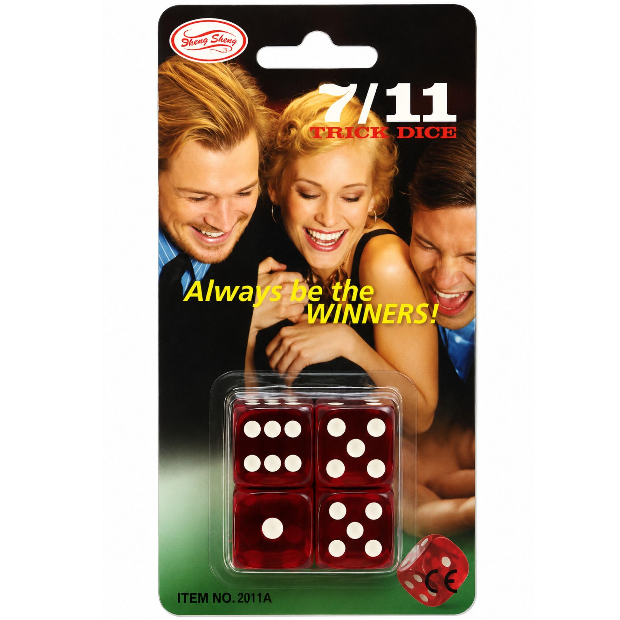 7/11 Loaded Trick Dice Magic Cheat - Set of 2x Trick & 2x Normal Die