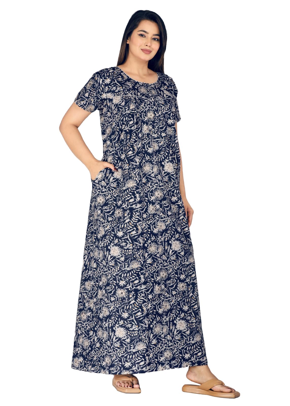 urali Women's Printed 100% Cotton Night Gown - S468A-picture-44