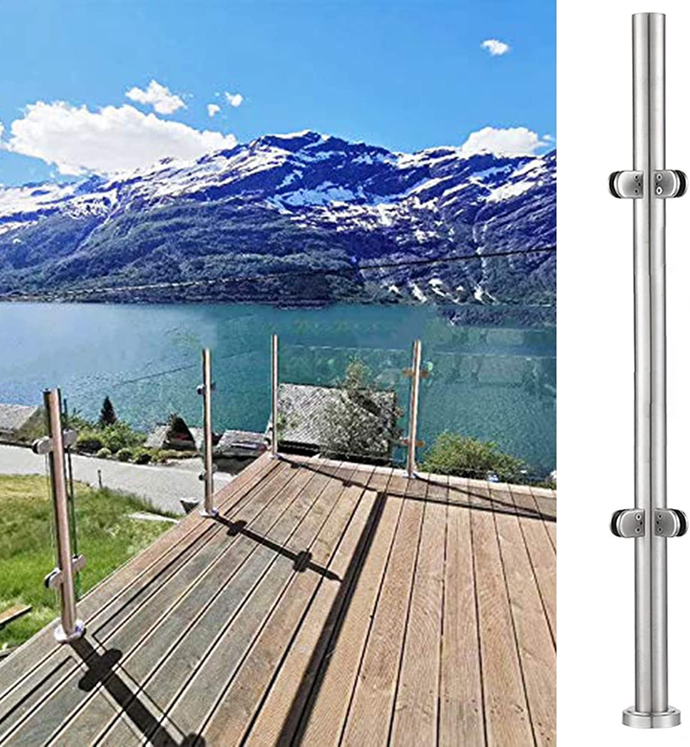 Balustrade verre escalier jardin avec poteau rond JYDQM d'angle pour pont de terrasse sécurisé