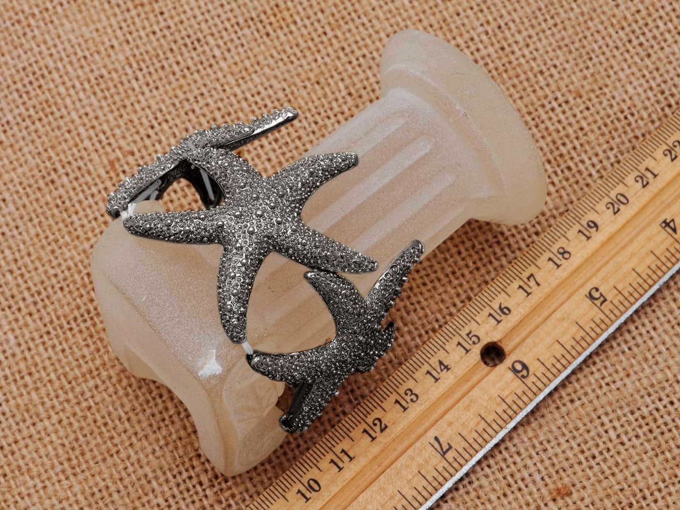 Alilang Womens Shiny Textured Starfish Stretch Bangle Cuff Statement Bracelet - Image 3