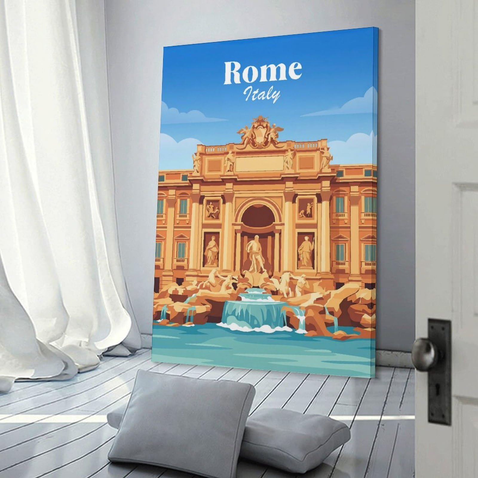 Junmoney Trevi Fountain Rome Italy Home Decor Wall Art 12x18inch(30x45cm), for Office, Study Or Home Workspace, Home Office Artwork with Decorative Appeal