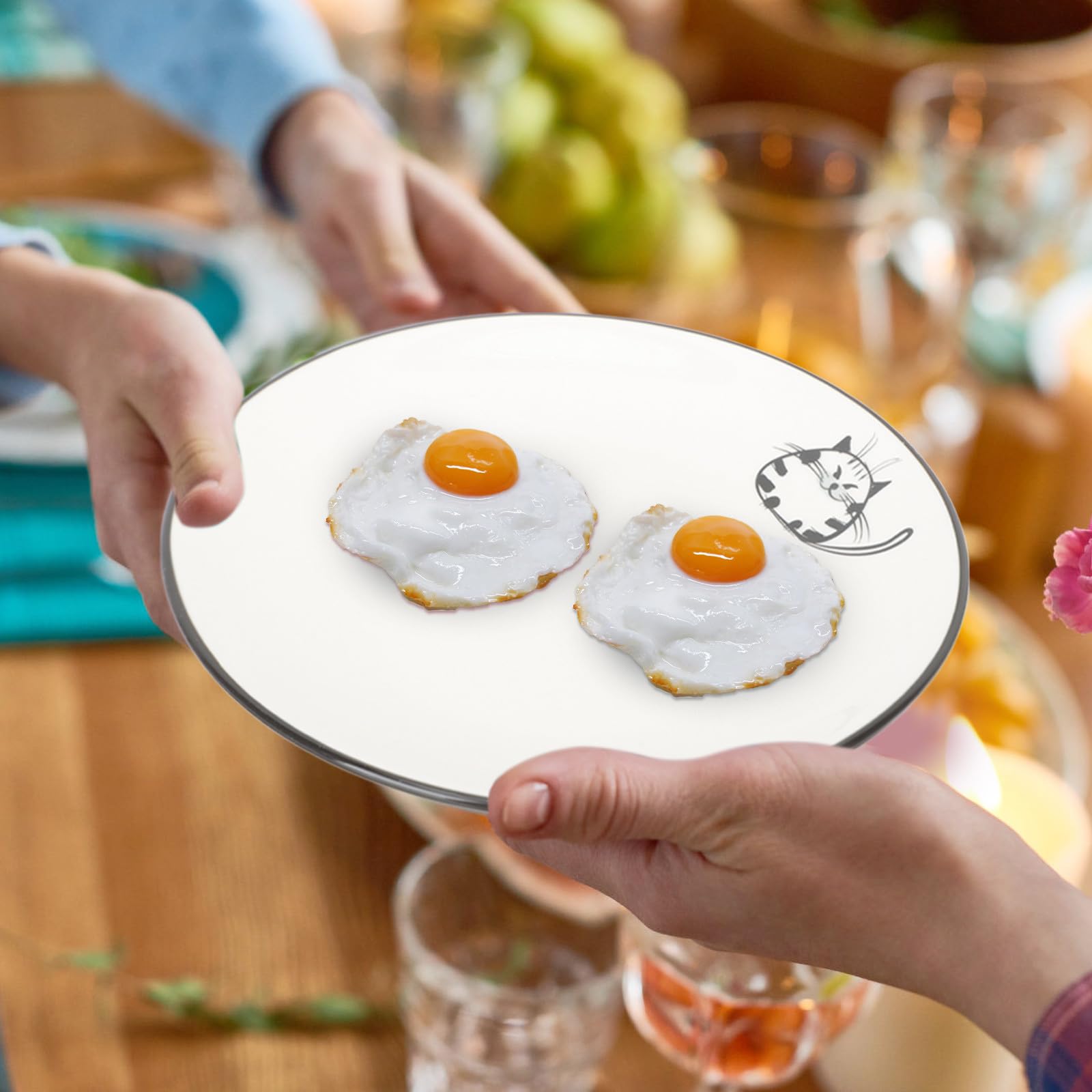 Plat en Céramique, Lot de 6 Assiettes Rondes pour Desserts et Snacks