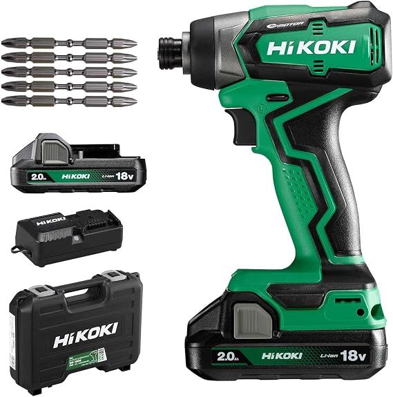 【セット買い】【Amazon.co.jp限定】 HiKOKI(ハイコーキ) 18V充電式インパクトドライバ WH18DD(2BG) + 力こぶビット(5本入) 0033-5193