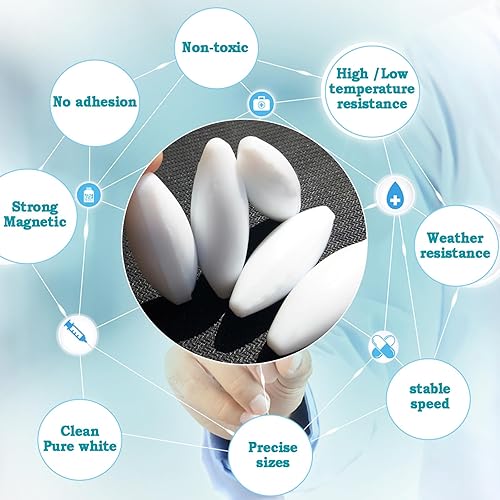 Miniatura 10 de Barra de agitación magnética PTFE Mezclador magnético Barras de agitación (0.394x0.984 in, forma de oliva, 10 unidades)