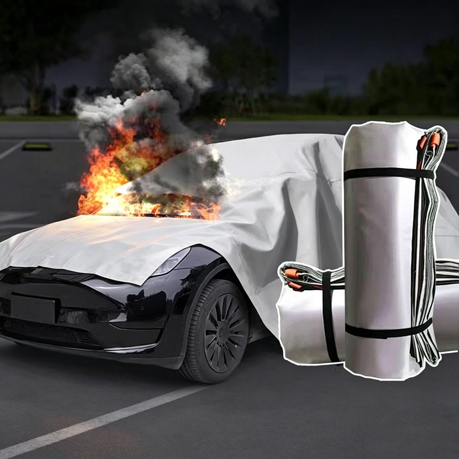 Coperta antincendio di Emergenza per Veicoli a Nuova energia, autocarri e autoveicoli | Coperte antincendio resistenti al calore fino ,Copertura in fibra di vetro rivestita in silicone, Coperta ignifuga sicura