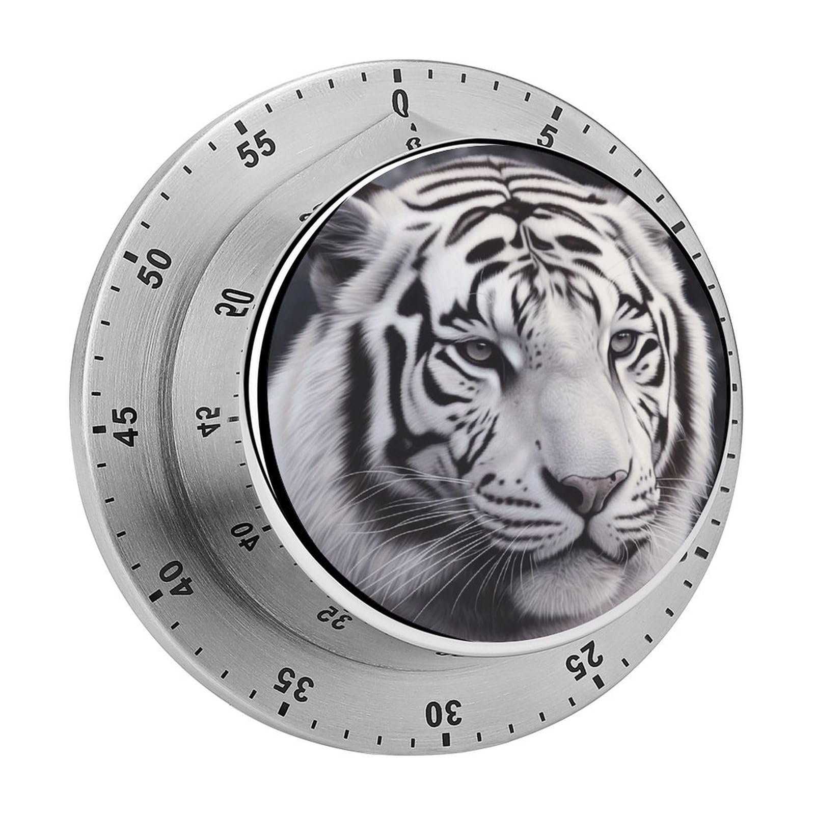 White Tiger Kitchen Timer Chef Cooking Timers Clock with Loud Alarm Exquisite Stainless Steel Mechanical