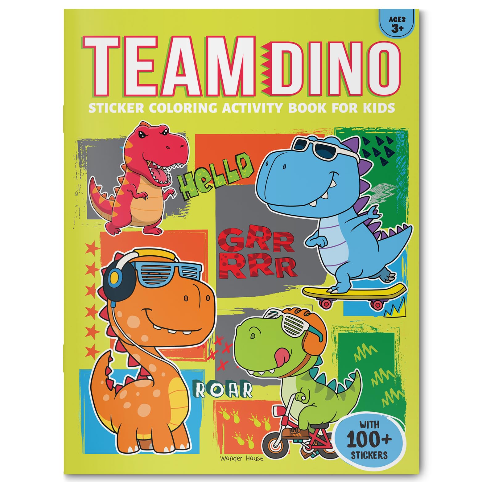 Team Dino Sticker Coloring Book for Kids