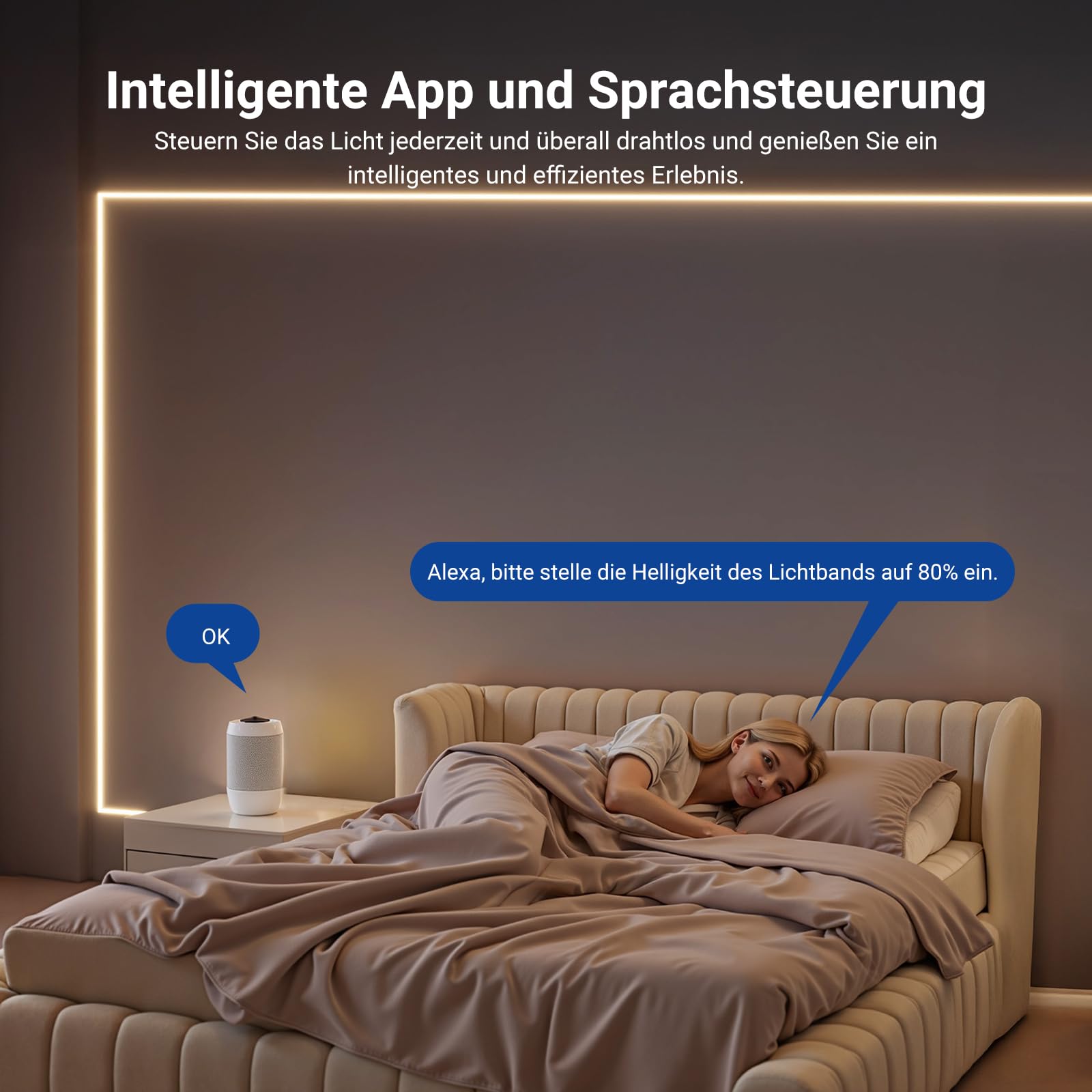 NEEWER 16,4ft/5m LED Streifen, Frontbeleuchtung, smarte KI App Steuerung, RGB IC, kürzbare Neon Lichterkette mit Farbwechsel für die Schlafzimmerwanddekoration, kompatibel mit Google und Alexa, NS01