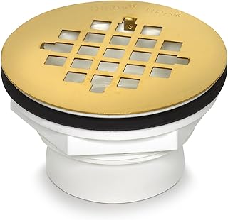 Oatey 2 in. 101 PS PVC Solvent Weld Shower Drain with UltraShine Polished Brass Strainer