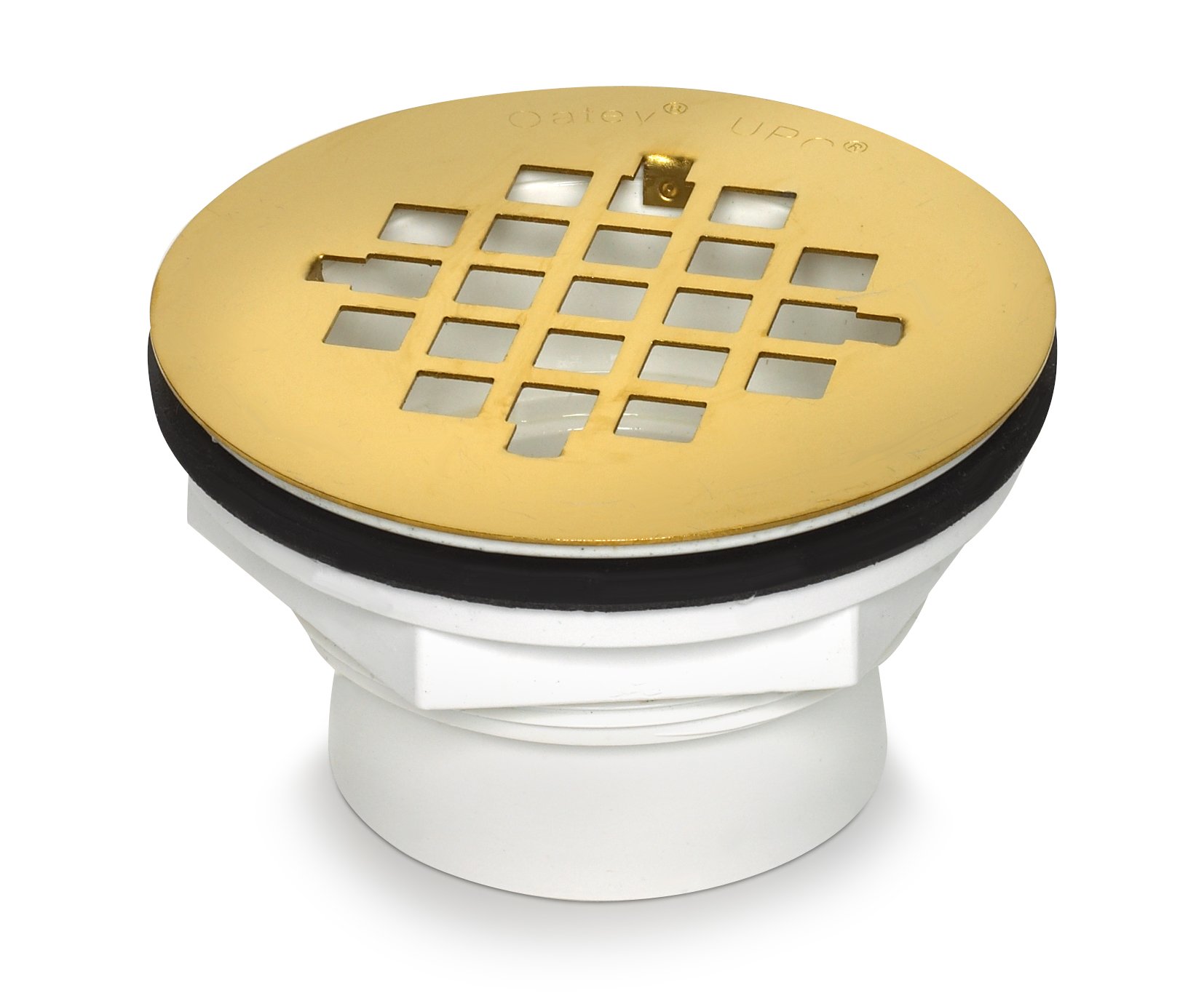 Oatey2 in. 101 PS PVC Solvent Weld Shower Drain with UltraShine Polished Brass Strainer