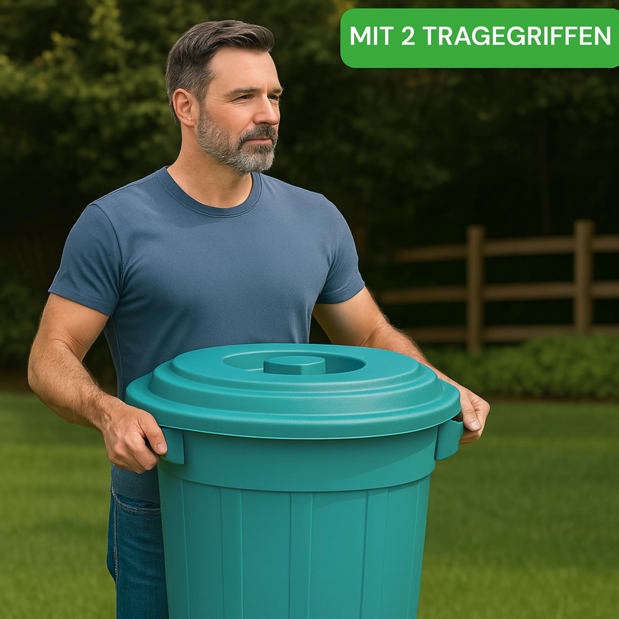 YourCasa Poubelle 50 l - Poubelle avec couvercle verrouillable - Poubelle avec poignées de transport pour jardin - Petite poubelle à nourriture ou récupérateur d'eau de pluie - Citerne à eau
