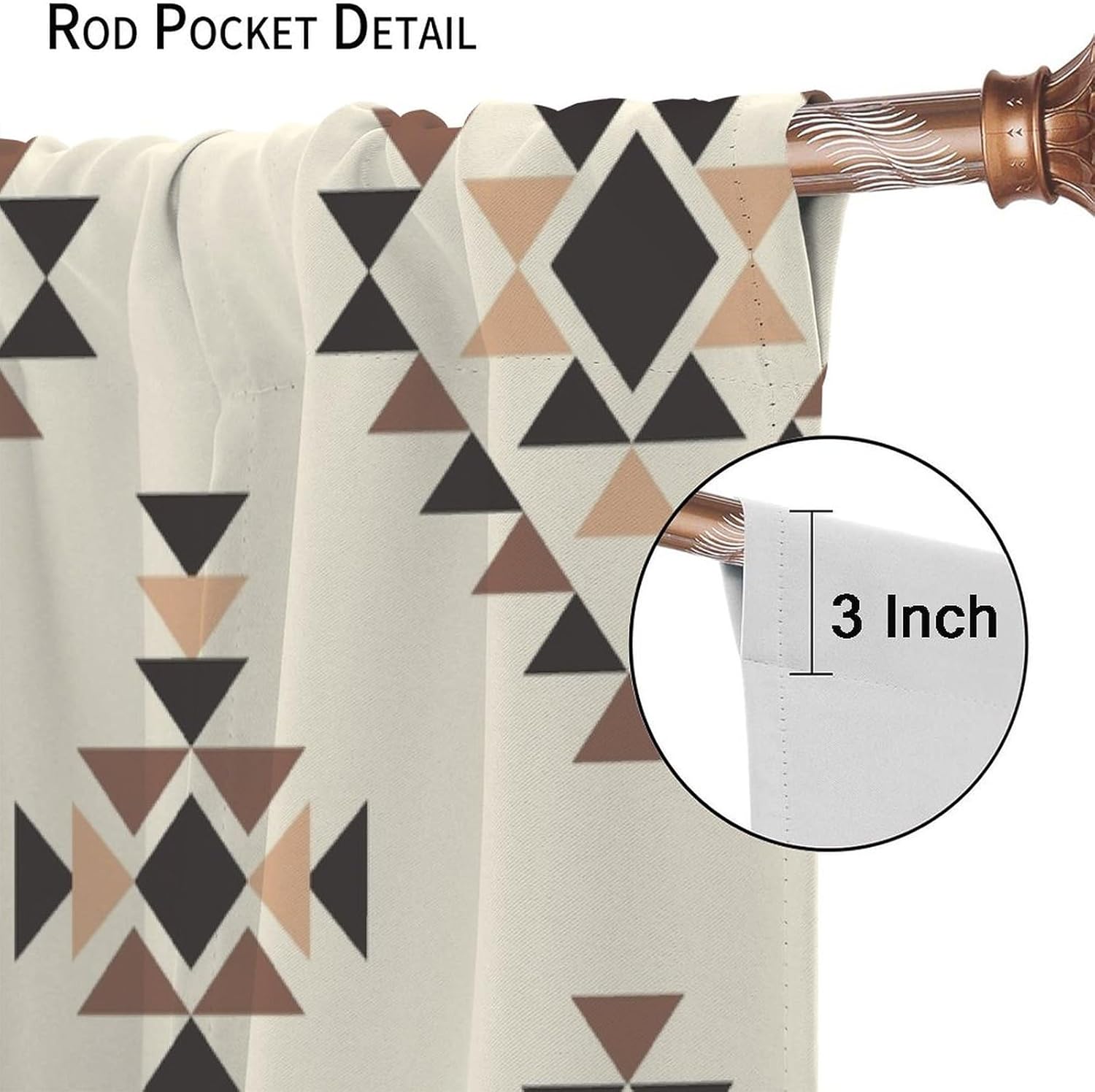 YCness Tribal Geometric Pattern Window Curtains, Southwestern Style Aztec Treatments for Living Room Bedroom Decor, Rustic Western Native American Drapes 2 Panel Sets,42x45 Inch - Image 6