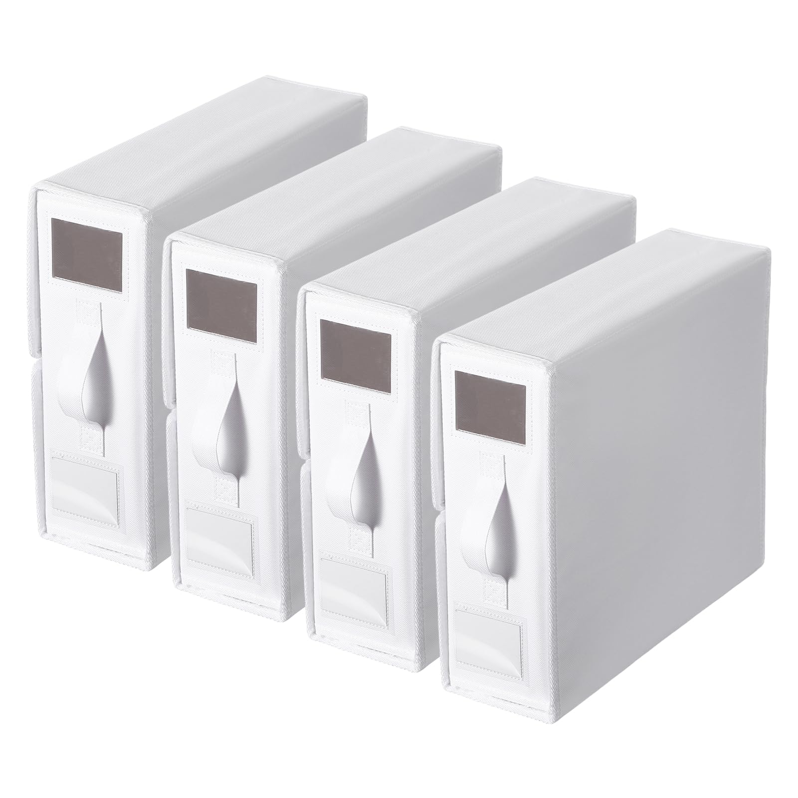 QUARKZMAN 4 Organizadores De Sábanas Con Asa, Almacenamiento Plegable Para Juego De Edredón, Organizador De Armario Y Contenedores De Almacenamiento Debajo De La Cama, Blanco