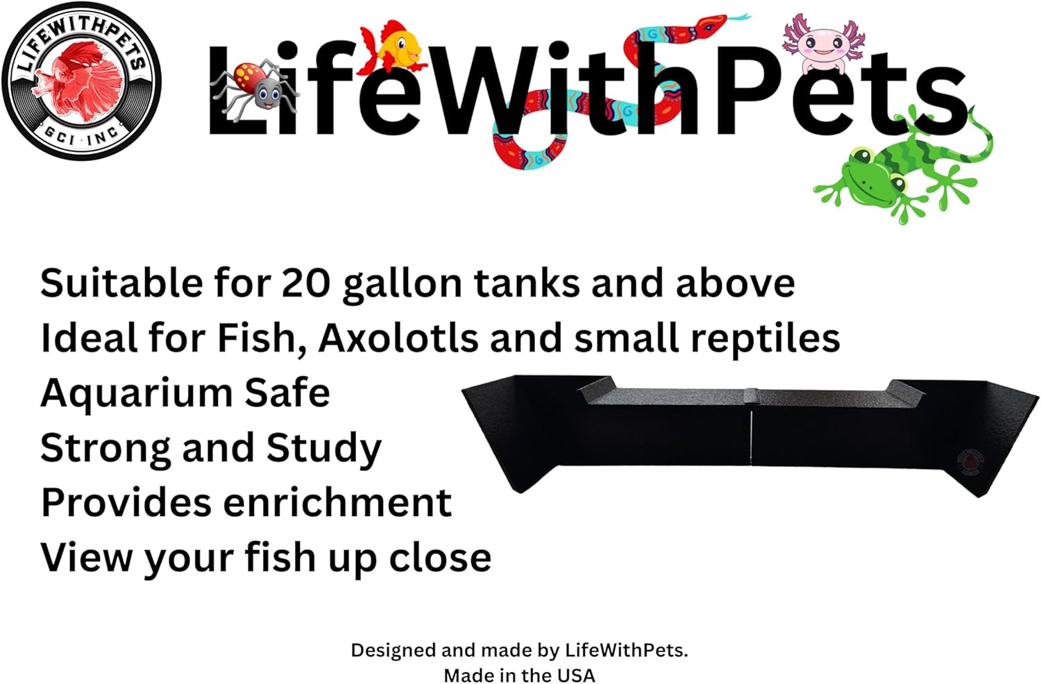 LifeWithPets Extra Large Aquarium Fish Tunnel Decoration | Cave Hide Ideal for Fish Axolotls and Small Reptiles | Under Gravel Hideout